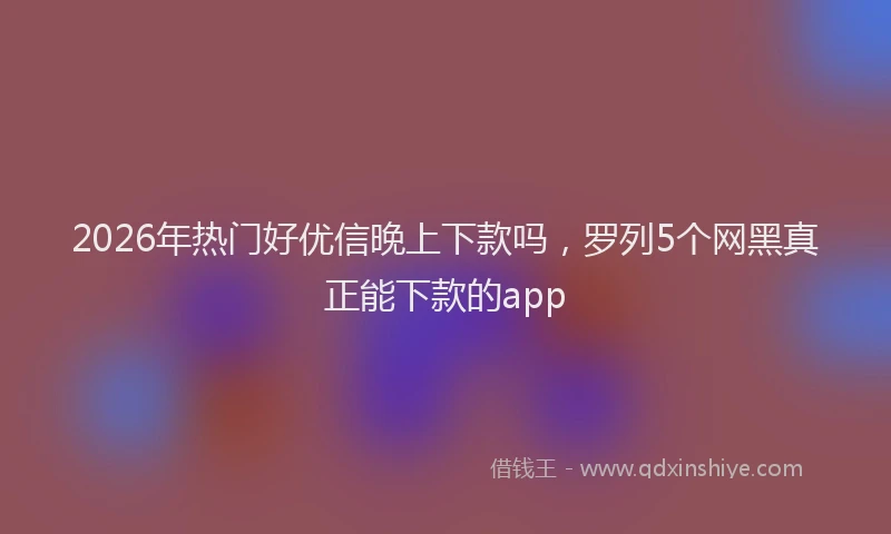 2026年热门好优信晚上下款吗，罗列5个网黑真正能下款的app