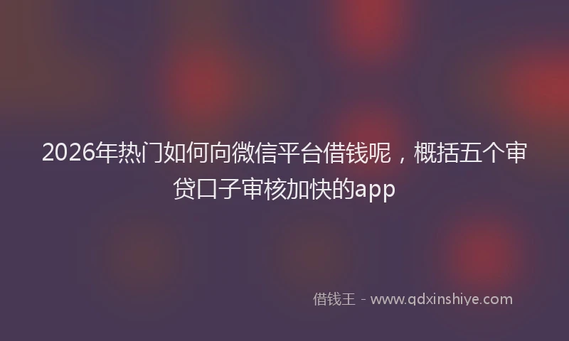 2026年热门如何向微信平台借钱呢，概括五个审贷口子审核加快的app