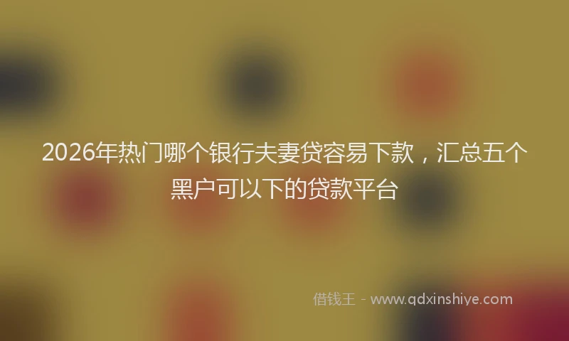 2026年热门哪个银行夫妻贷容易下款，汇总五个黑户可以下的贷款平台