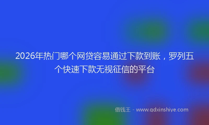 2026年热门哪个网贷容易通过下款到账，罗列五个快速下款无视征信的平台