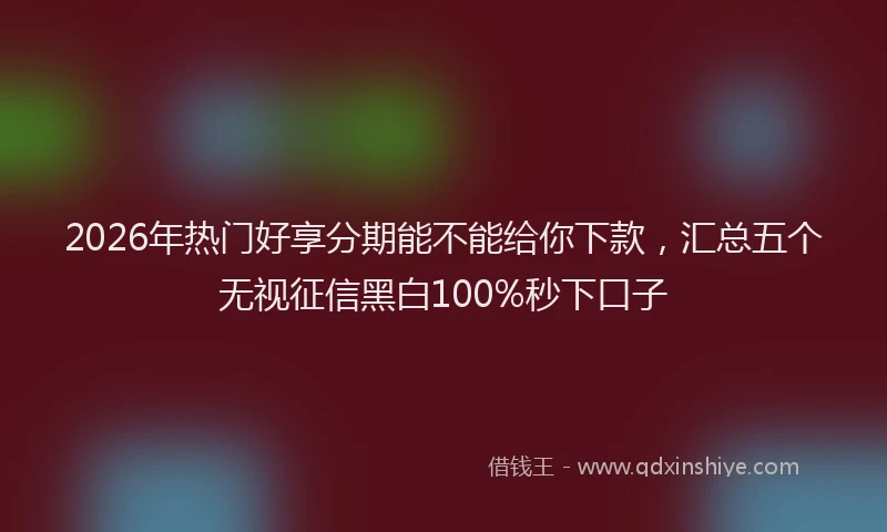 2026年热门好享分期能不能给你下款，汇总五个无视征信黑白100%秒下口子