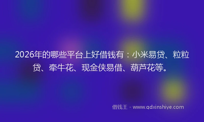 2026年的哪些平台上好借钱有：小米易贷、粒粒贷、牵牛花、现金侠易借、葫芦花等。