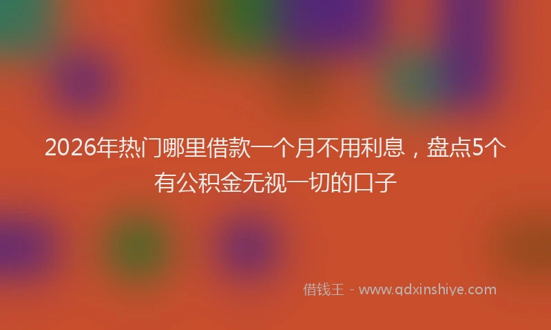 2026年热门哪里借款一个月不用利息，盘点5个有公积金无视一切的口子