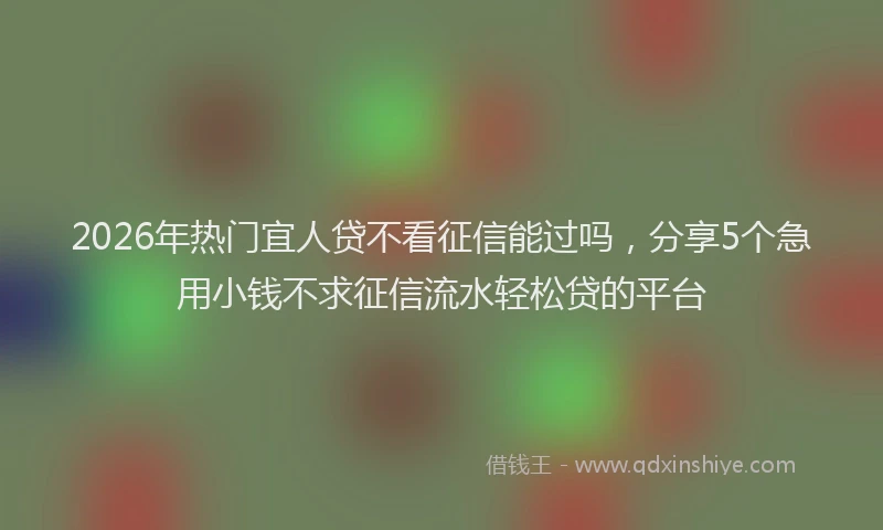 2026年热门宜人贷不看征信能过吗，分享5个急用小钱不求征信流水轻松贷的平台