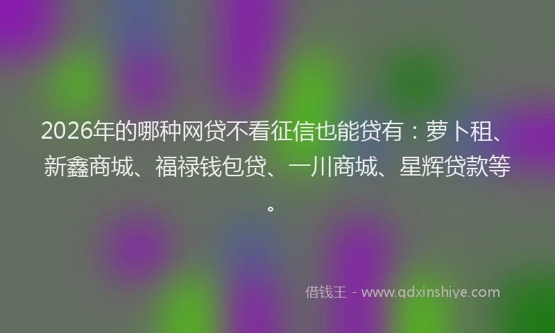 2026年的哪种网贷不看征信也能贷有：萝卜租、新鑫商城、福禄钱包贷、一川商城、星辉贷款等。