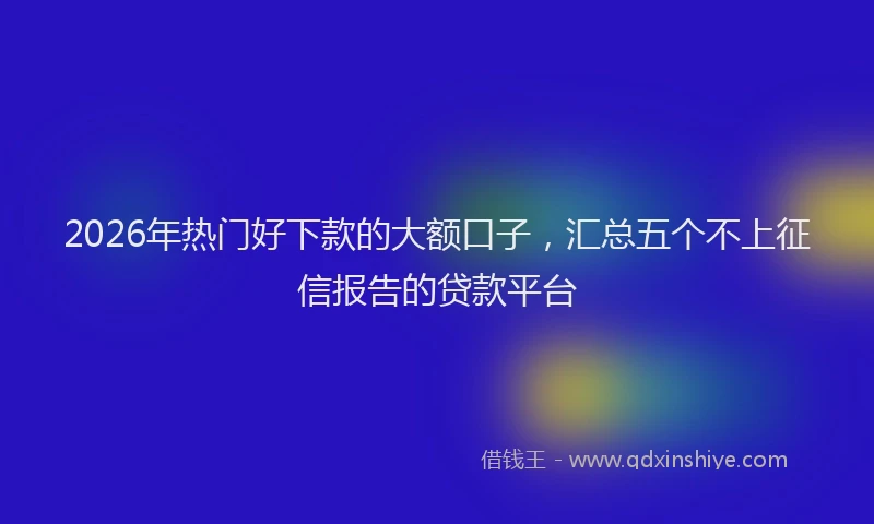 2026年热门好下款的大额口子，汇总五个不上征信报告的贷款平台