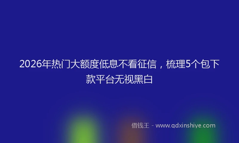 2026年热门大额度低息不看征信，梳理5个包下款平台无视黑白