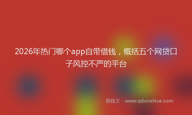 2026年热门哪个app自带借钱，概括五个网贷口子风控不严的平台
