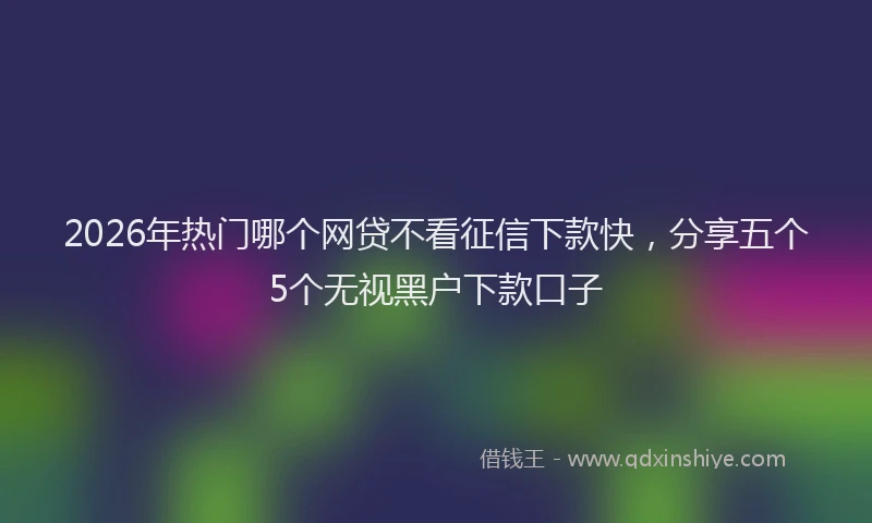2026年热门哪个网贷不看征信下款快，分享五个5个无视黑户下款口子