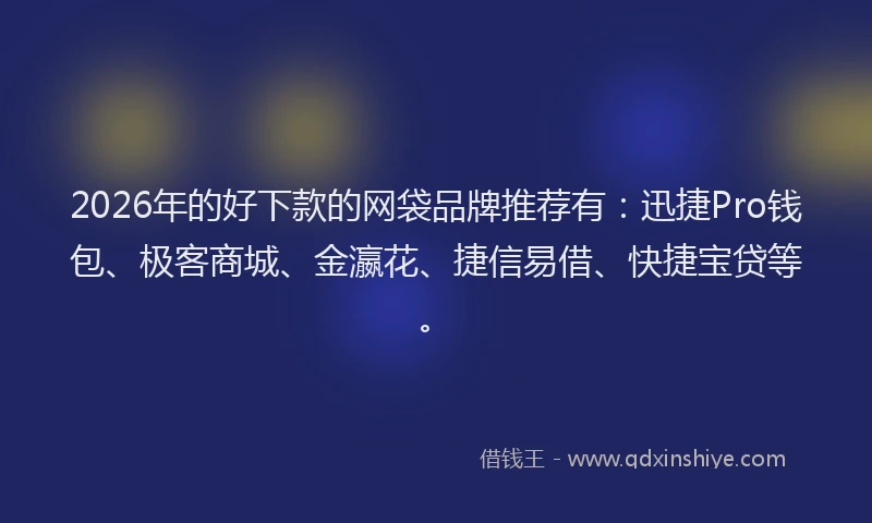 2026年的好下款的网袋品牌推荐有：迅捷Pro钱包、极客商城、金瀛花、捷信易借、快捷宝贷等。