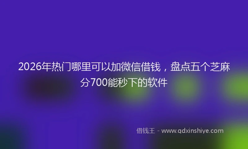 2026年热门哪里可以加微信借钱，盘点五个芝麻分700能秒下的软件