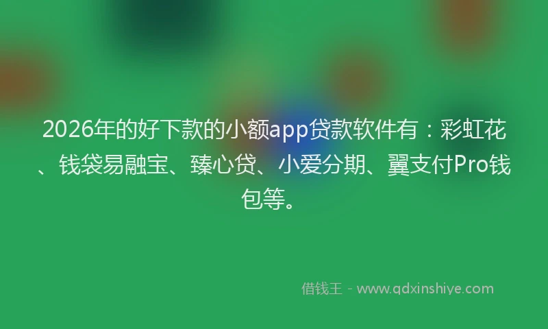 2026年的好下款的小额app贷款软件有：彩虹花、钱袋易融宝、臻心贷、小爱分期、翼支付Pro钱包等。