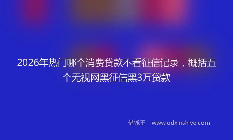 2026年热门哪个消费贷款不看征信记录，概括五个无视网黑征信黑3万贷款