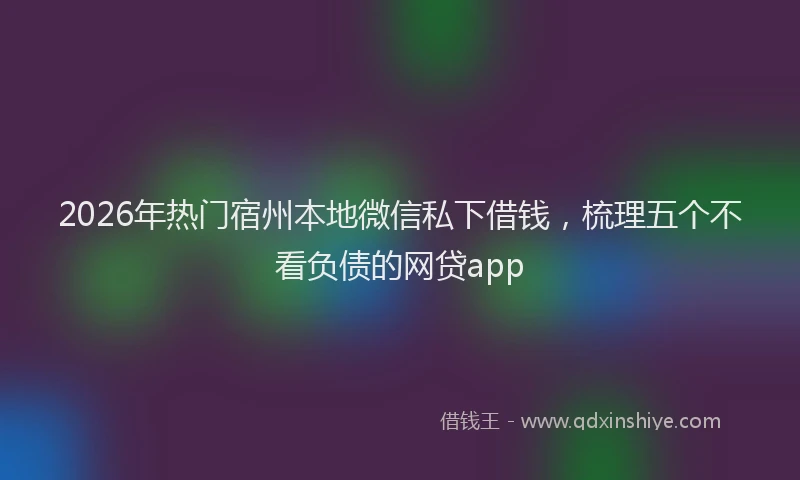 2026年热门宿州本地微信私下借钱，梳理五个不看负债的网贷app
