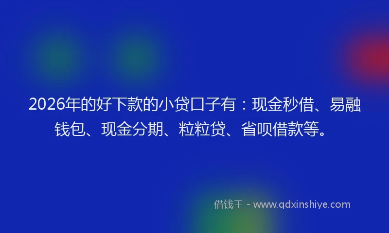 2026年的好下款的小贷口子有：现金秒借、易融钱包、现金分期、粒粒贷、省呗借款等。