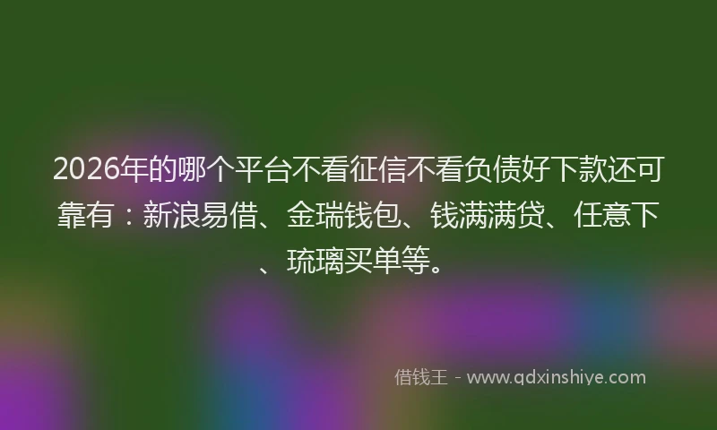 2026年的哪个平台不看征信不看负债好下款还可靠有：新浪易借、金瑞钱包、钱满满贷、任意下、琉璃买单等。