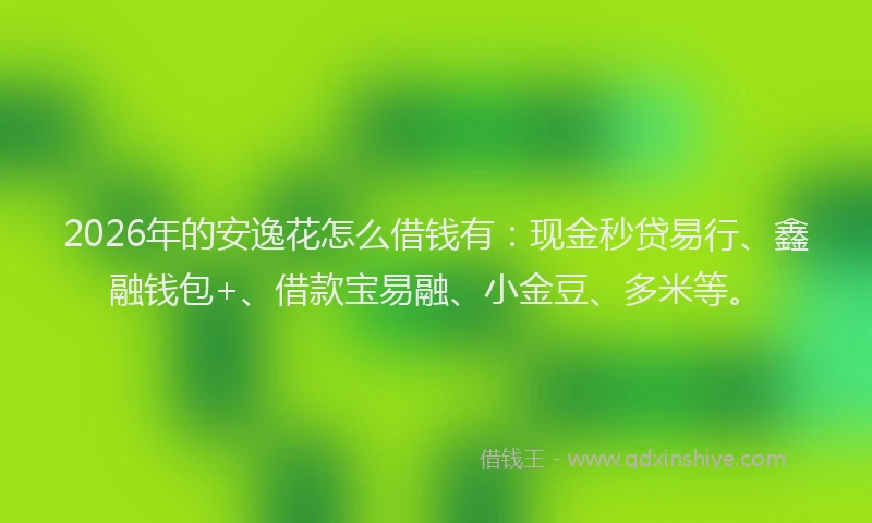 2026年的安逸花怎么借钱有：现金秒贷易行、鑫融钱包+、借款宝易融、小金豆、多米等。