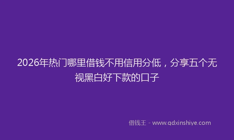 2026年热门哪里借钱不用信用分低，分享五个无视黑白好下款的口子