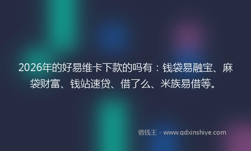 2026年的好易维卡下款的吗有：钱袋易融宝、麻袋财富、钱站速贷、借了么、米族易借等。