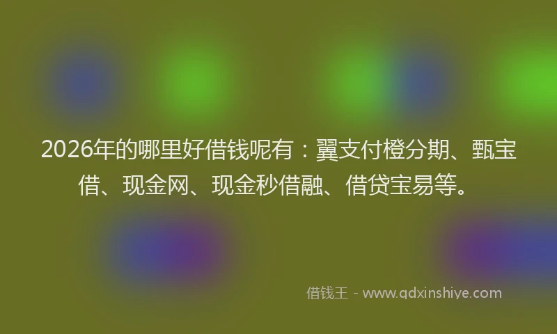 2026年的哪里好借钱呢有：翼支付橙分期、甄宝借、现金网、现金秒借融、借贷宝易等。