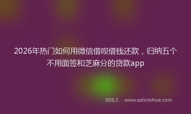 2026年热门如何用微信借呗借钱还款，归纳五个不用面签和芝麻分的贷款app