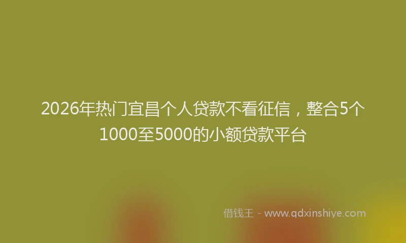2026年热门宜昌个人贷款不看征信,整合5个1000至5000的小额贷款平台