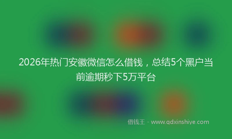 2026年热门安徽微信怎么借钱，总结5个黑户当前逾期秒下5万平台