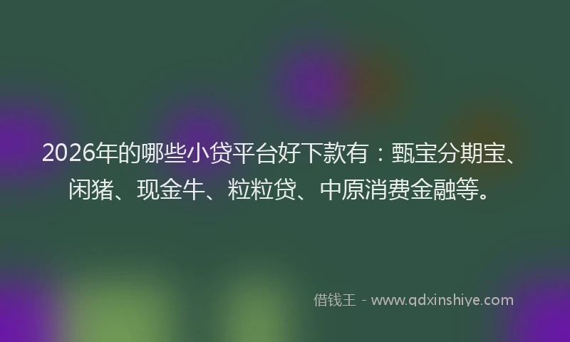 2026年的哪些小贷平台好下款有：甄宝分期宝、闲猪、现金牛、粒粒贷、中原消费金融等。