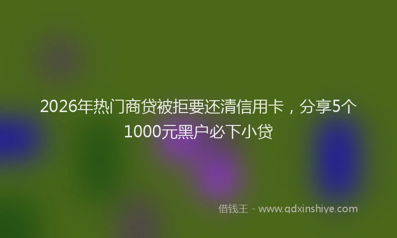 2026年热门商贷被拒要还清信用卡，分享5个1000元黑户必下小贷