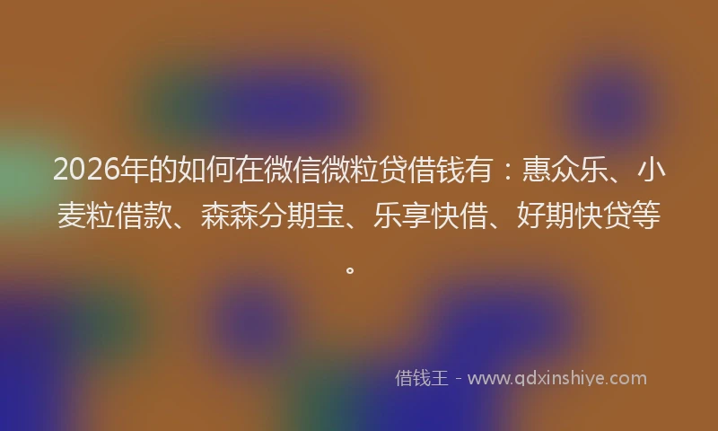 2026年的如何在微信微粒贷借钱有：惠众乐、小麦粒借款、森森分期宝、乐享快借、好期快贷等。