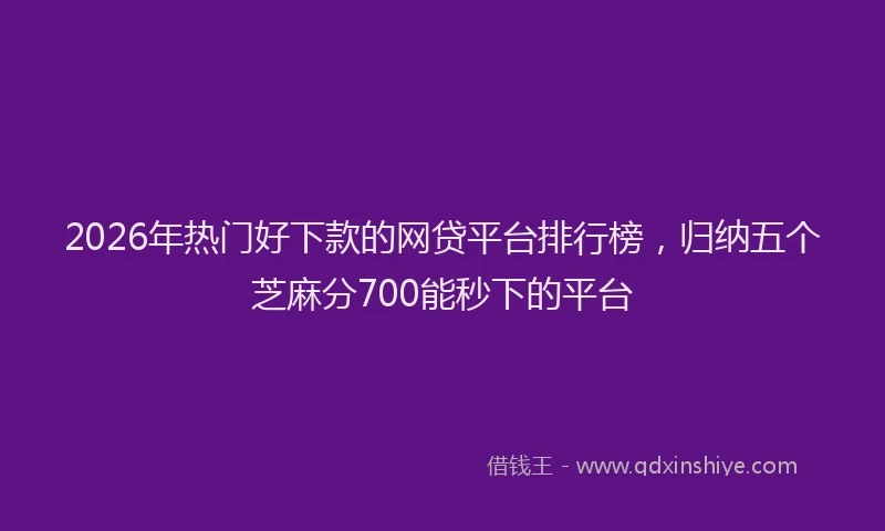2026年热门好下款的网贷平台排行榜，归纳五个芝麻分700能秒下的平台