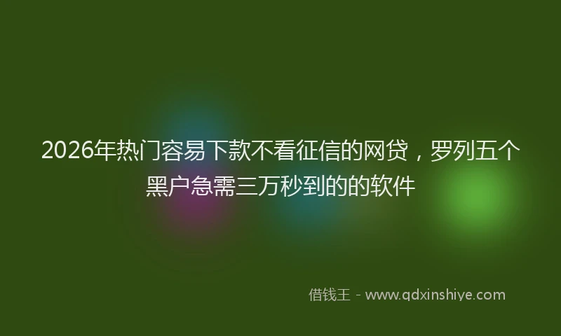 2026年热门容易下款不看征信的网贷，罗列五个黑户急需三万秒到的的软件
