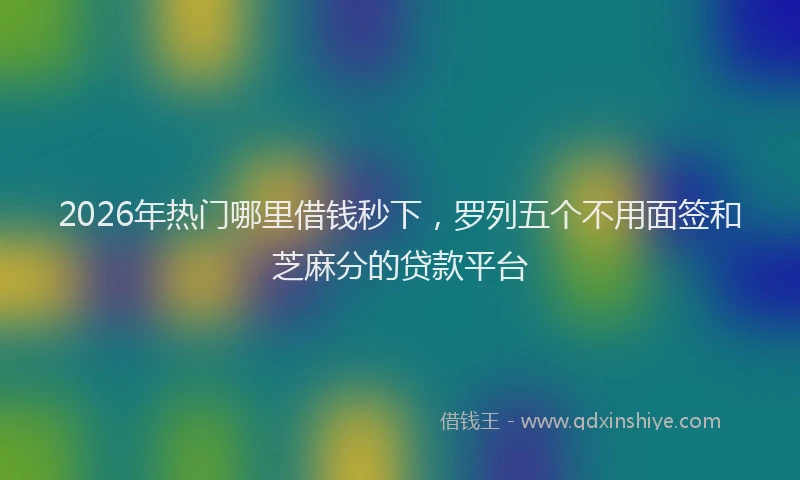 2026年热门哪里借钱秒下，罗列五个不用面签和芝麻分的贷款平台
