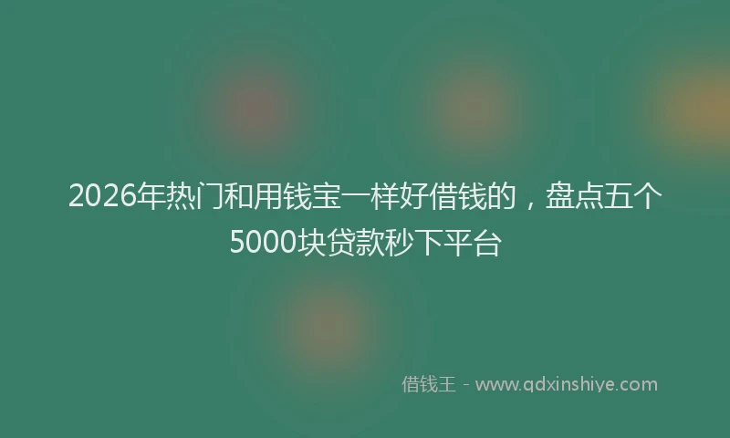 2026年热门和用钱宝一样好借钱的，盘点五个5000块贷款秒下平台