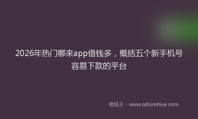 2026年热门哪来app借钱多，概括五个新手机号容易下款的平台