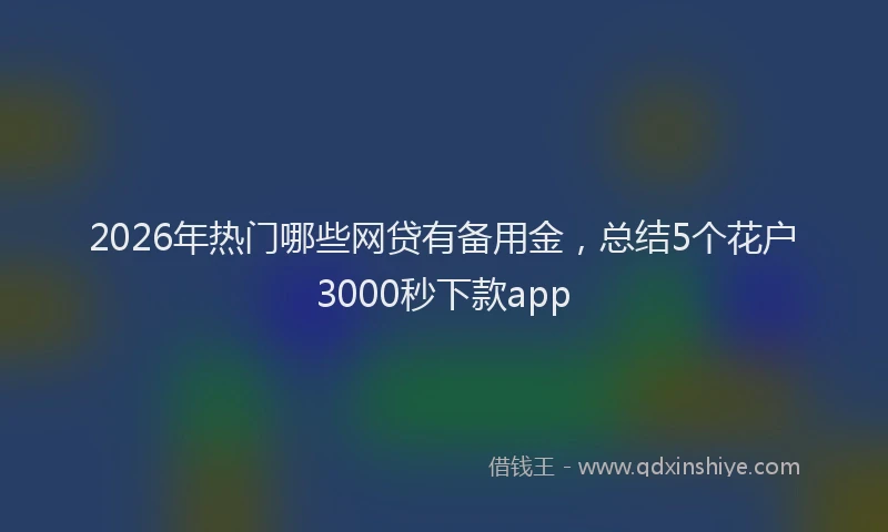 2026年热门哪些网贷有备用金，总结5个花户3000秒下款app