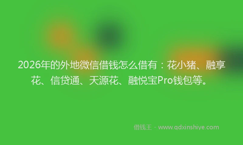 2026年的外地微信借钱怎么借有：花小猪、融享花、信贷通、天源花、融悦宝Pro钱包等。