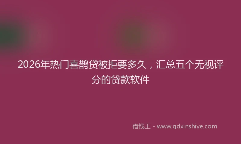 2026年热门喜鹊贷被拒要多久，汇总五个无视评分的贷款软件