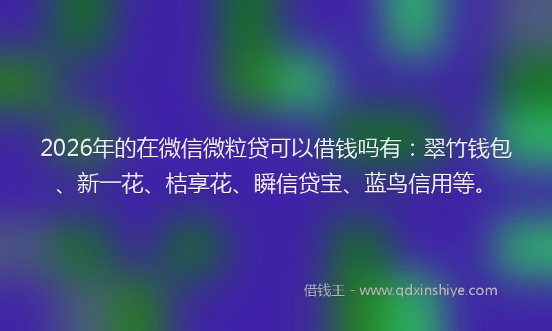 2026年的在微信微粒贷可以借钱吗有：翠竹钱包、新一花、桔享花、瞬信贷宝、蓝鸟信用等。