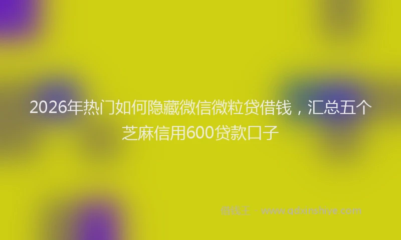2026年热门如何隐藏微信微粒贷借钱，汇总五个芝麻信用600贷款口子
