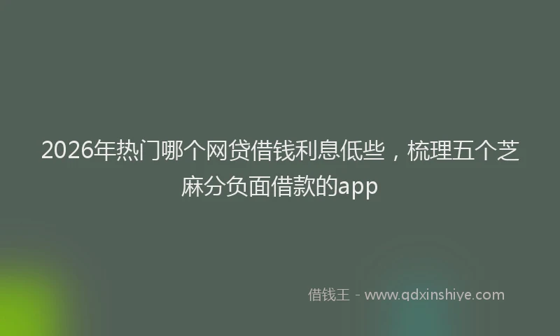 2026年热门哪个网贷借钱利息低些，梳理五个芝麻分负面借款的app