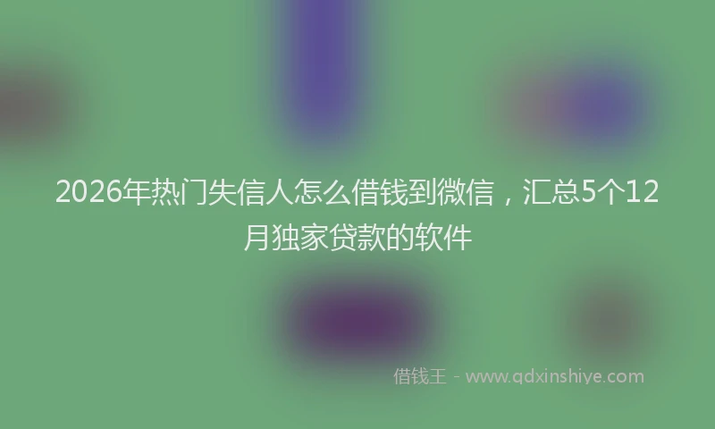 2026年热门失信人怎么借钱到微信，汇总5个12月独家贷款的软件