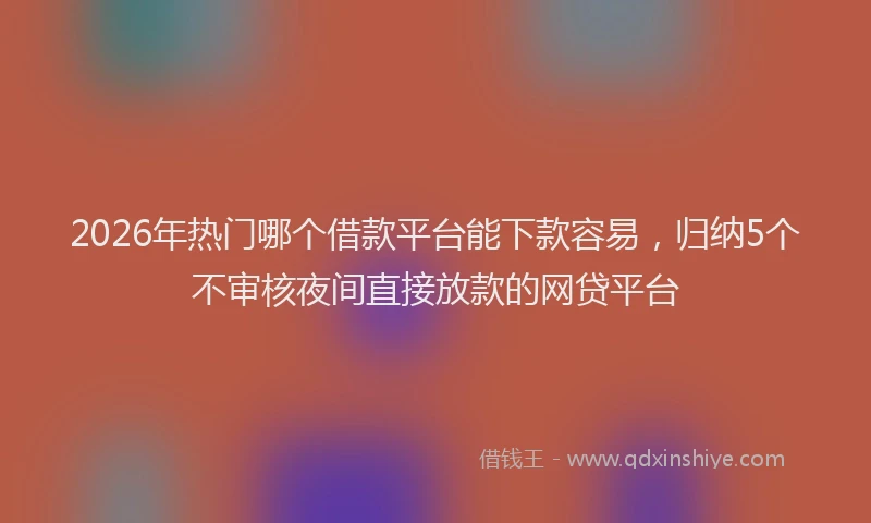 2026年热门哪个借款平台能下款容易，归纳5个不审核夜间直接放款的网贷平台