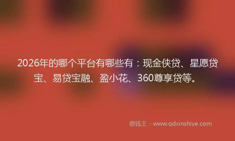2026年的哪个平台有哪些有：现金侠贷、星愿贷宝、易贷宝融、盈小花、360尊享贷等。