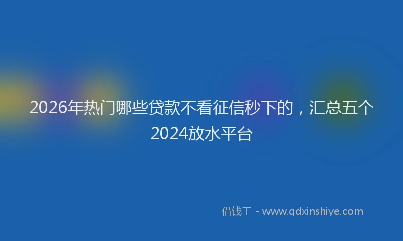2026年热门哪些贷款不看征信秒下的，汇总五个2024放水平台