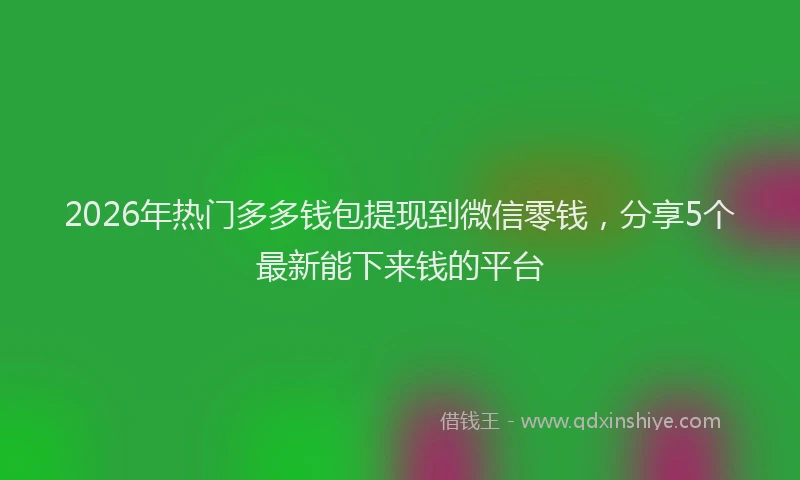 2026年热门多多钱包提现到微信零钱，分享5个最新能下来钱的平台