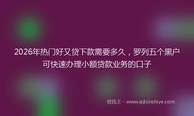 2026年热门好又贷下款需要多久，罗列五个黑户可快速办理小额贷款业务的口子