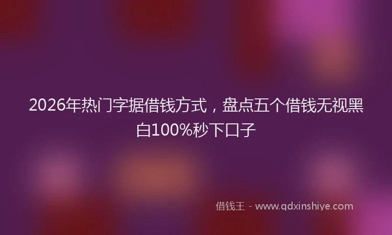 2026年热门字据借钱方式，盘点五个借钱无视黑白100%秒下口子