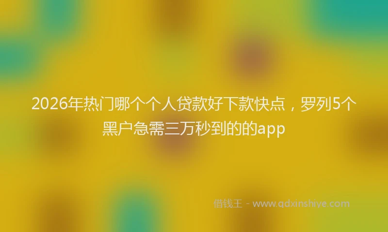 2026年热门哪个个人贷款好下款快点，罗列5个黑户急需三万秒到的的app