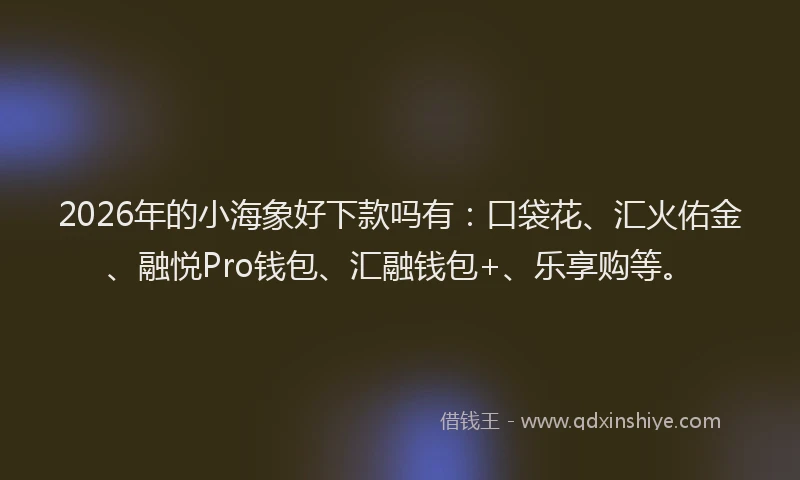 2026年的小海象好下款吗有：口袋花、汇火佑金、融悦Pro钱包、汇融钱包+、乐享购等。